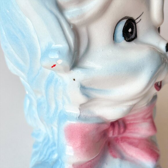 Vintage Rubens Originals Anthropomorphic Puppy Dog Planter w/ Pink Flower Rare - Picture 8 of 9